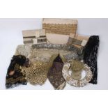 A selection of antique metallic 'gold' and 'silver' thread work items including lengths of cords and