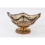 Silver gilt pierced pedestal dish with floral swag decoration