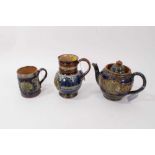 Doulton Lambeth stoneware commemorative items, including an Edward VII teapot, Edward VII silver mou