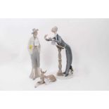 Two Lladro figures and a Lladro donkey