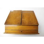Late Victorian slope-front stationary box, with five trays and a drawer