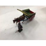 Britains horse drawn cart, lead farmyard, figures and animals plus a selection of plastic zoo animal