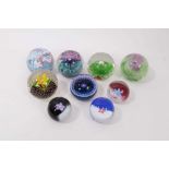 Nine Caithness Paperweights including Calypso, Amethyst Lace, Flower in the Rain, Fountain, Fleur, S
