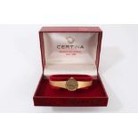 Ladies Certina 18ct gold wristwatch on integral gold bracelet