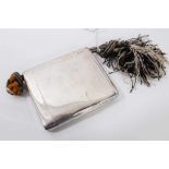 Russian silver (84) combination cigarette vesta case with rope handle