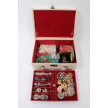 Jewellery box containing silver and vintage costume jewellery