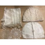 Box of antique lace and linen