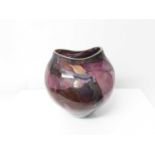 Stylish pink and purple art glass vase with aventurine fleck decoration