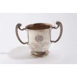 Essex Regiment Interest- George V silver two handled trophy cup, on circular foot with engraved Esse