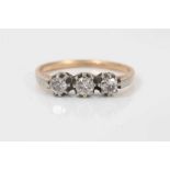 9ct gold diamond three stone ring