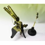 Rare brass binocular microscope