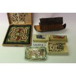 Wooden Noah's Ark model and animals, Karola embroidery game, doll, card games and matchbox models of