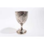 Essex Regiment Interest- Victorian silver goblet with chased decoration, engraved Essex Regimental b