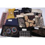 A quantity of 1920s to 1930's French and English Couture Dress Embellishment Samples with labels, Ke