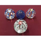 Five Murano Ribboned Paperweights (5)