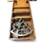 Brass sextant by Troughton & Simms of London, in wooden case