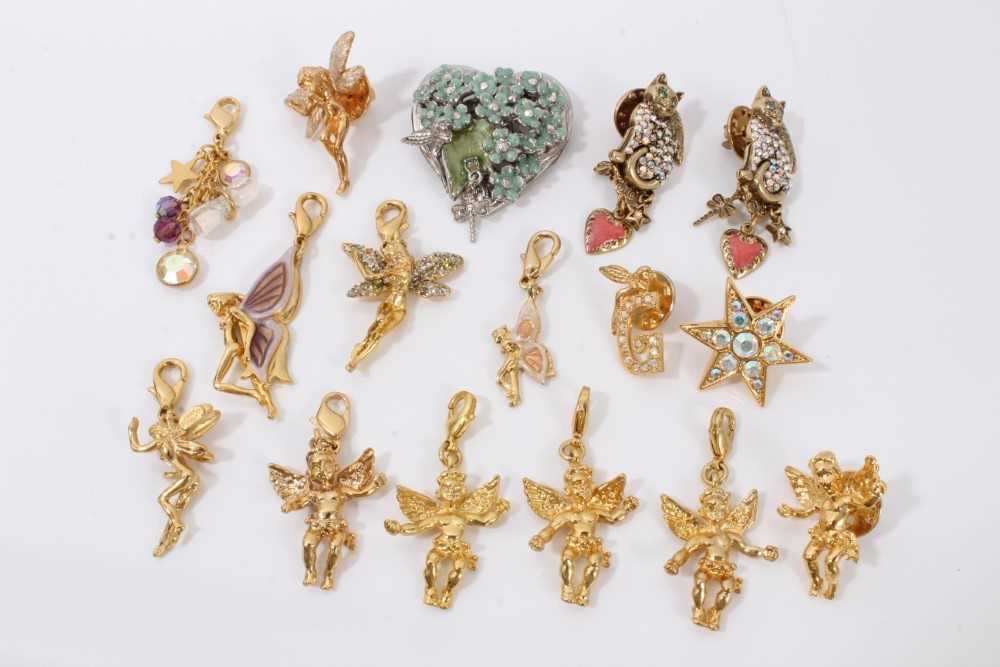 Collection Kirks Folly gilt metal fairy and Cupid charms, together with other Kirks Folly pins