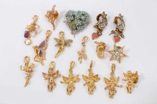 Collection Kirks Folly gilt metal fairy and Cupid charms, together with other Kirks Folly pins