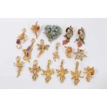 Collection Kirks Folly gilt metal fairy and Cupid charms, together with other Kirks Folly pins