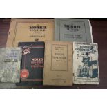 Collection of 14 Morris, Vauxhall and Bedford Spare parts lists, instruction and handbooks books (to