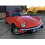 1979 Triumph Spitfire 1500, finished in Orange with vinyl and hounds tooth check cloth interior, Reg