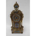 Continental gilt and champleve enamel mantel clock and garniture (3)