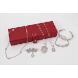 Group of contemporary Belle Époque/ Art Deco style paste set silver jewellery