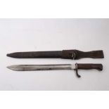 First World War Imperial German butcher bayonet with scabbard and frog