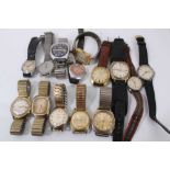 Collection of fourteen vintage wristwatches to include Aviva, Timex, and Timor