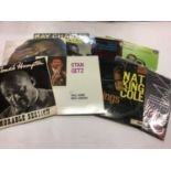 Jazz LP records (approx 100) including Miles Davis, Stan Getz, Ray Charles, Lionel Hampton, Earl Hin