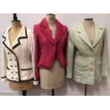 Qty of vintage clothes, including three jackets, Jessica McClintock skirt and top, ladies cream coat