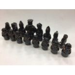 Unusual studio pottery chess set