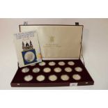 World - The Royal Mint issued silver sixteen coin set celebrating 'The Royal Marriage' 1981 (In case