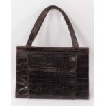 Vintage Mulberry brown 'crocodile' leather handbag, purchased in Mayfair, London, circa 2000