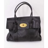 Genuine Mulberry black leather Bayswater handbag