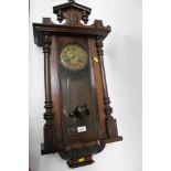 Late 19th century mahogany Vienna style wall clock with carved profile portrait