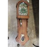 19th century Dutch wall clock with painted figural dial and weight driven movement with alarm