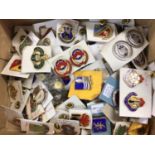 One box of European military related commemorative pin badges
