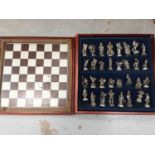 Danbury Mint pewter The Fantasy of the Crystal chess set, boxed