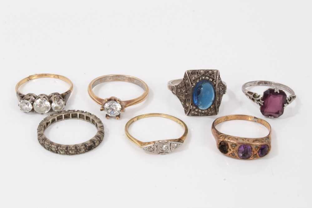 Group of seven gem set dress rings