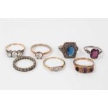 Group of seven gem set dress rings