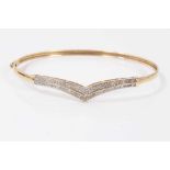 9ct gold diamond set bangle