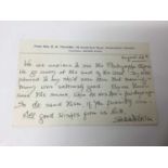 Edith Tolkein (1889-1971) a hand written postcard by the wife of J. R. R. Tolkien to his official ph