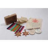 Second World War medal group comprising 1939 - 1945 Star, France and Germany Star, Defence and War m