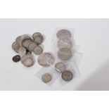 G.B. - Mixed silver coins to include George III LX Crown VG - AF etc
