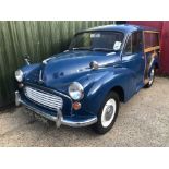 1971 Morris Minor 1000 Traveller, Reg. No. KGK 898K, finished in blue with beige vinyl interior.