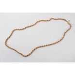 9ct gold rope twist chain, 70cm long