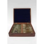 19th century mahogany microscope slide box containing 48 slides
