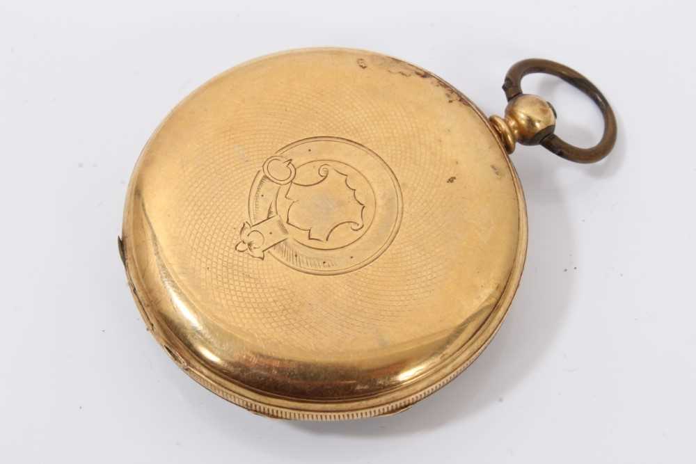 18ct gold cased pocket watch and winding key with rams head decoration - Image 3 of 5