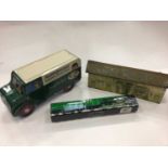 Railway Three boxes of Hornby o gauge tin plate to include engines, rolling stock, track and buildin